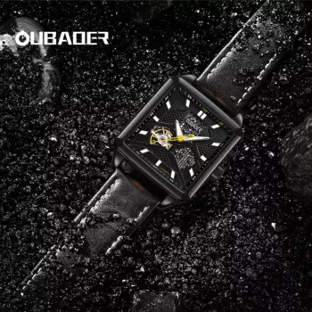 Новинка 2023, спортивные мужские автоматические механические часы OUBAOER с хронографом, модные часы с квадратным циферблатом, водонепроницаемые мужские часы 3ATM