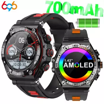 Новинка 2024 года, аккумулятор 700 мАч, 1,43 дюйма, AMOLED-экран, умные часы для мужчин, Bluetooth-вызов, IP68, водонепроницаемые, спортивные, фитнес-умные часы на открытом воздухе