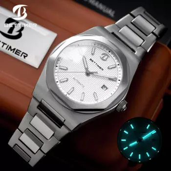 Новинка 2024, Мужские автоматические механические часы BETTIMER PT5000, сапфировое стекло, водонепроницаемые светящиеся наручные часы 100 м, мужские часы