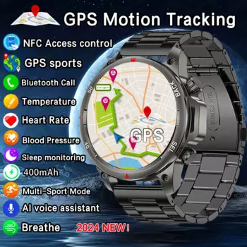 Новинка 2024, мужские умные часы с GPS, прочные военные водонепроницаемые умные часы с HD-экраном AMOLED, пульсометром и Bluetooth-вызовом для Xiaomi