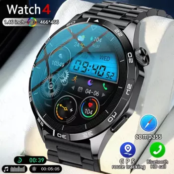 Новинка 2024, Смарт-часы AMOLED 466*466 HD, мужские умные часы с GPS-трекером, экраном, отображением времени, пульса, Bluetooth, звонками, мужские Смарт-часы