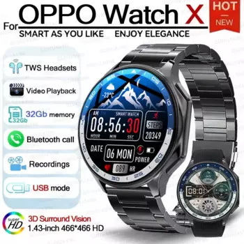 Новинка 2024, Смарт-часы для OPPO Watch X, мужской видеоплеер 3D объемного видения с памятью 32 ГБ, Смарт-часы с поддержкой Bluetooth для звонков для Android и IOS