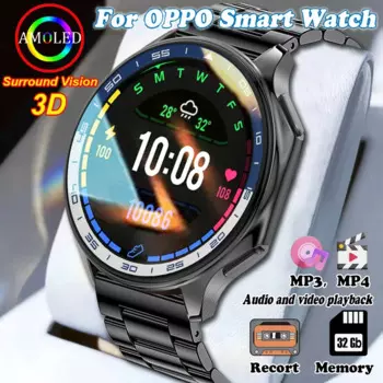 Новинка 2024, смарт-часы MP3 MP4 1.43inc AMOLED с круглым экраном высокой четкости, 390 мАч, большой емкости, Смарт-часы с Bluetooth и звонками IP68