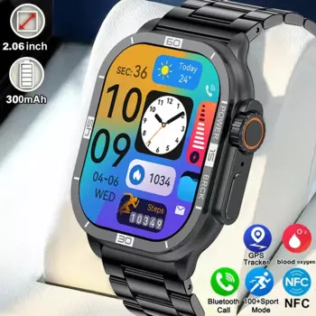 Новинка 2024, умные часы, беспроводные умные часы, Bluetooth, звонки, для мужчин и женщин, экран 2,06 дюйма HD AMOLED, спортивные водонепроницаемые часы