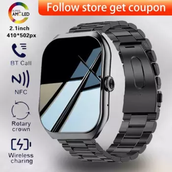Новинка 2024, умные часы для мужчин, HD, Bluetooth, вызов, экран 2,1 дюйма AMOLED, GPS, спортивный трекер, измерение кровяного давления, стандартные умные часы для женщин