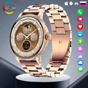 Новинка 2024, умные часы с вызовом Bluetooth, измерением пульса, уровня кислорода в крови, кровяного давления, тест на здоровье, часы, 1,43 дюйма