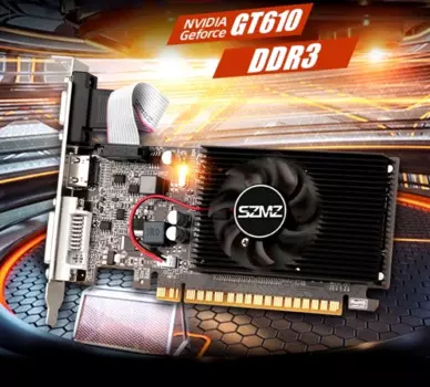 Новинка 2025, видеокарта GT610, дисплей с высоким разрешением 1G, отдельная видеокарта, вентилятор, игровая видеокарта для настольного ПК