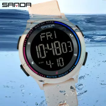 Новинка 6158 г., наручные часы Sanda с несколькими функциями для спорта на открытом воздухе, водонепроницаемые электронные мужские часы с электронным механизмом