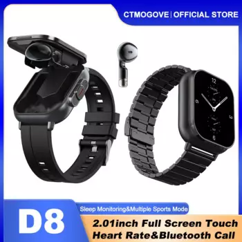 Новинка, Bluetooth-гарнитура D8, Смарт-часы, два в одном, сенсорный экран, Bluetooth-вызов, пульсометр, браслет с кислородом в крови, гарнитура