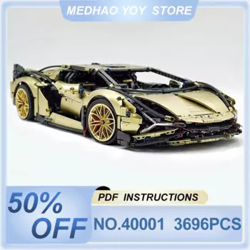 Новинка KingBlocks 81996 совместимый с 42115 позолоченная фиолетовая модель модели Lambo Sian строительные блоки кирпичи головоломка игрушечный автомобиль для детей Подарки