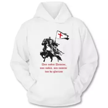 Новинка, классная мужская белая толстовка с капюшоном Knight Templar Don Nobis домин, уличная одежда из полиэстера, повседневные топы, куртки
