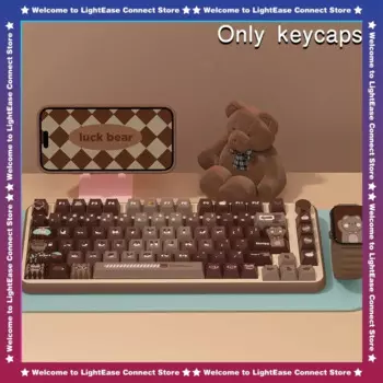 Новинка, клавиатура Lucky Bear с коричневым градиентом, 135/158 клавиш, оригинальная Заводская высота, материал Pbt, термосублимация, симпатичная Цветная клавиатура в стиле ретро