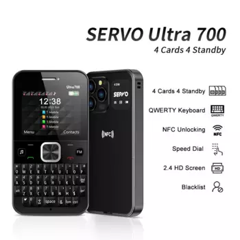 Новинка! Клавиатура SERVO Ultra700 с полным входом, 4, Nano SIM, режим ожидания, разблокировка детской, экран 2,4 дюйма, сотовая клавиатура QWERTY