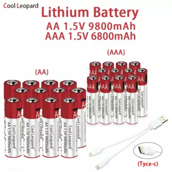 Новинка, литий-ионная батарея AA + AAA большой емкости, 9800 мАч, USB, быстрая зарядка, AA 1,5 в, используется для микрофона, игрушек, пульта дистанционного управления KTV.