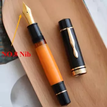 Новинка перьевая ручка MAJOHN P139 оранжевого цвета с большим поршнем большого размера № 8/№ 6 наконечник EF/F/M полностью медная конструкция офисные чернила для письма