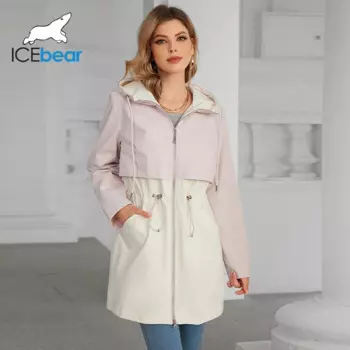Новинка весны 2024, Женский тренчкот ICEbear, Женская куртка, большой тренчкот с капюшоном, повседневное пальто, Женское пальто GWF4539I