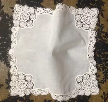 Новинка, женские носовые платки, 12 шт./партия, 12x12 дюймов, цвет слоновой кости, хлопок, вышитый носовой платок для свадьбы, кружевной платок цвета слоновой кости, носовые платки для особых случаев