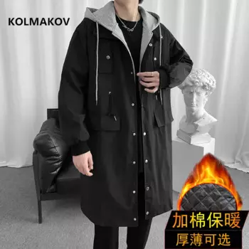 Новое поступление 2024, зимние мужские пальто, утепленные теплые куртки с капюшоном, модный тренчкот, Мужская модная Повседневная ветровка, размер M-3XL