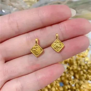 Новое поступление 999, женская подвеска из желтого золота 24 К, 3D золотая ожерельлье «FU», 1 шт.