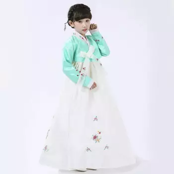Новое поступление, Детский костюм Hanbok из полиэстера для девочки, костюм для выступления, танцевальный костюм для детей, подарок на день рождения LC045