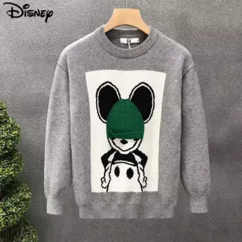 Новое поступление, Модный повседневный Хлопковый вязаный пуловер Disney с Микки Маусом, осенне-зимние Тяжелые плюшевые свитера с круглым вырезом