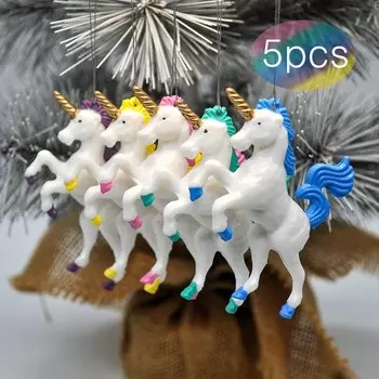 Новогодние подвесные украшения с единорогом