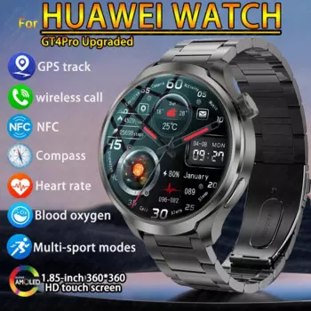 Новые GPS 1,85 дюйма AMOLED-экран Смарт-часы для мужчин BT Call NFC IP68 Водонепроницаемые умные часы с пульсометром и кислородом в крови 2024 Новинка для Huawei