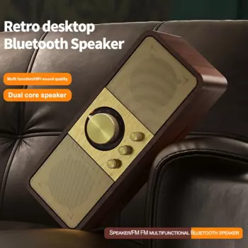 Новые портативные деревянные колонки Blue Tooth 5.3, классический ретро-звуковой ящик, стерео объемный звук, супер бас, беспроводной сабвуфер, домашний FM-радио