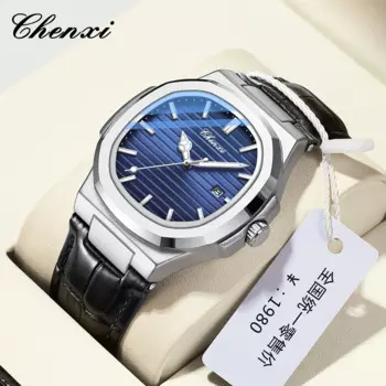 Новые роскошные деловые мужские наручные часы CHENXI 8222 P, водонепроницаемые светящиеся часы с датой для мужчин, кварцевые часы, мужские часы с кожаным ремешком