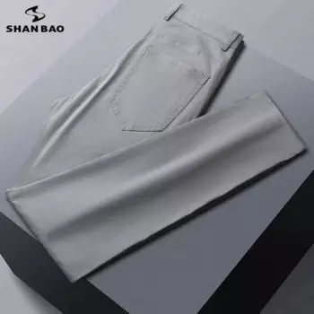 Новые весенне-летние тонкие деловые повседневные брюки бренда SHAN BAO простые прямые мужские легкие хлопковые Стрейчевые брюки