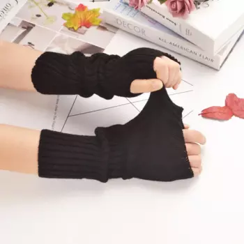 Новые зимние женские модные перчатки, теплые мягкие варежки без пальцев с рукавами, варежки для взрослых, цветные вязаные теплые женские перчатки