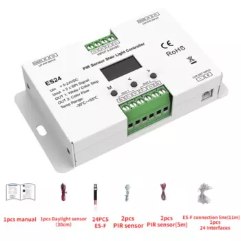Новый 5-24VDC ES24 пассивный инфракрасный датчик для лестничных стен, контроллер, 24CH * 1A Макс 720 пикселей для TM1812 UCS1903 WS2811 WS2812, лампа с искусственными пикселями