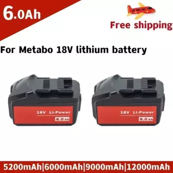 Новый аккумулятор 18V 6.0Ah для Metabo, беспроводные электроинструменты, дрели, драйверы, гаечные ключи, молотки для батареи Metabo 18V 625592000 625591000
