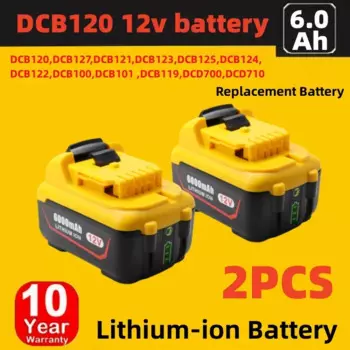 Новый аккумулятор DCB120 для Dewalt, 12 В, 6000 мАч, перезаряжаемая батарея DCB120, DCB127, DCB121, DCB119, аккумулятор для электроинструмента Dewalt