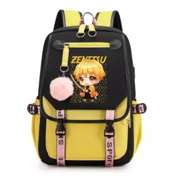 Новый аниме Agatsuma Zenitsu Harajuku рюкзак подростковый повседневный уличный USB рюкзак аниме высокое качество школьная сумка
