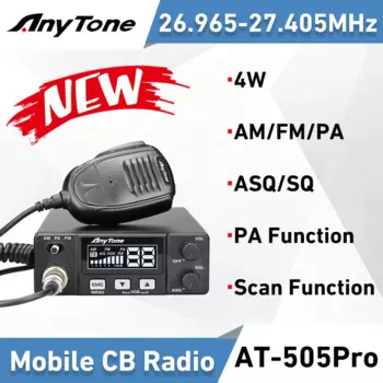 Новый автомобильный радиоприемник Anytone AT-505Pro 11M 26,965-27,405 МГц 4 Вт AM/FM/PA с функцией сканирования 40 каналов ASQ/SQ/VOX