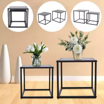Новый черный квадратный журнальный столик из 2 предметов 35*35*35 см 40*40*40 см современный металлический боковой столик матовый черный офисный