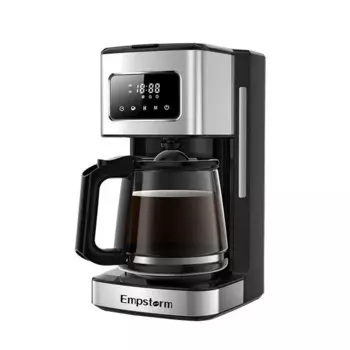 Новый дизайн, профессиональная умная Кофеварка Empstorm 12D холодного цвета, 1,8 л, черная капельная Кофеварка с мельницей