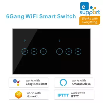 Новый Ewelink Wi-Fi Smart Light Touch Switch, стандарт ЕС 4/5/6 Gang Wi-Fi Настенный переключатель Голосовое управление Работа с Alexa Google Home