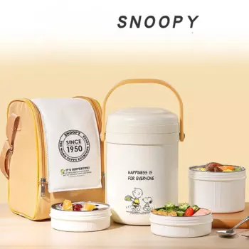 Новый изолированный Ланч-бокс Snoopy для студентов и офисных работников, для домашнего использования, вместительный изолированный Ланч-бокс из нержавеющей стали