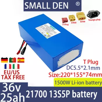 Новый литиевый аккумулятор 48V25ah 13S5P 21700 со встроенной батареей BMS 1500 Вт, перезаряжаемая батарея высокой мощности для электрического скутера и мотоцикла