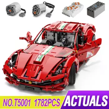 Новый MOC автомобиль T5001 красная железная черепаха F12 берлинетта, совместимые строительные блоки, кирпичи, головоломки, игрушки, рождественские подарки