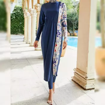 Новый Мусульманский купальник burkini раздельный купальник из трех предметов с цветовым принтом