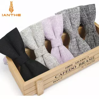 Новый мужской модный однотонный галстук-бабочка Ianthe, Мужской Свадебный галстук-бабочка для жениха из хлопка и полиэстера, галстук-бабочка, винтажный галстук-бабочка