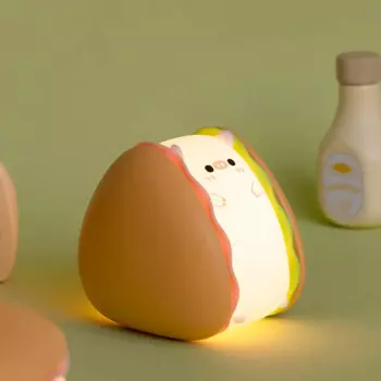 Новый ночник в виде свиньи с гамбургерами, USB-зарядка, ночная лампа для спальни, креативный подарок на день рождения, ночник, создает атмосферу сна