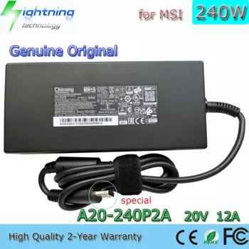 Новый оригинальный плоский USB-адаптер для ноутбука 240 Вт, 20 В, 12 А A20-240P2A для MSI Chicony Raider GE76 12UE-456US RTX3060