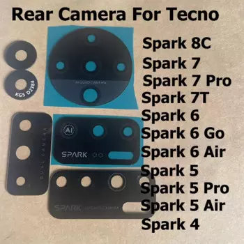 Новый стеклянный объектив задней камеры для Tecno Spark 7 6 5 4 3 8C 7T Go Air Pro, детали для ремонта объектива задней камеры