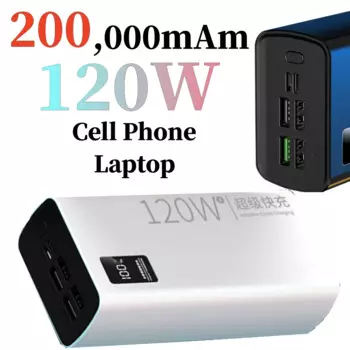Новый внешний аккумулятор для Xiaomi 120 Вт, 200000 мАч, внешний аккумулятор высокой емкости для быстрой зарядки, портативный универсальный аккумулятор для Samsung, iPhone