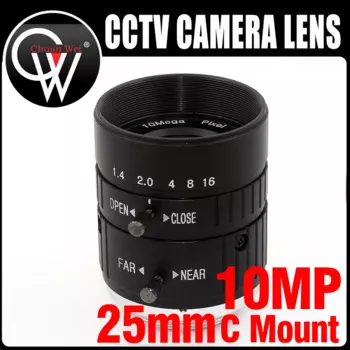 Объектив 10MP F1.4 25 мм HD промышленный объектив с фиксированным ручным фокусом радужной фокусировки зум-объектив с креплением C CCTV объектив для камеры видеонаблюдения промышленный микроскоп
