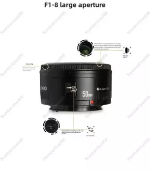 Объектив с фиксированным фокусом 50 мм для портретной зеркальной камеры Canon с небольшой и большой диафрагмой E, черный